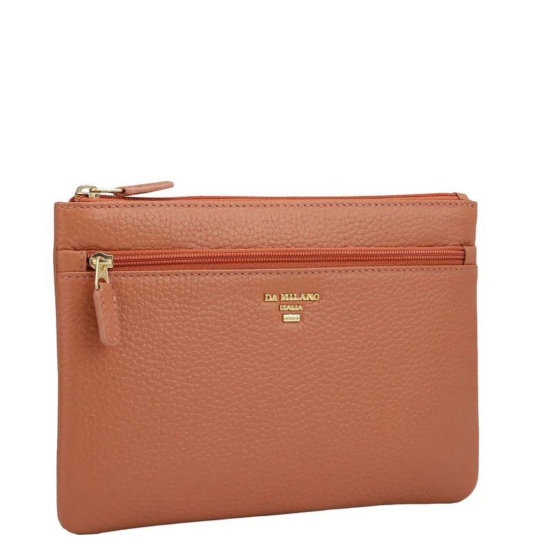 Da Milano Wax Leather Multi Pouch - Terracotta